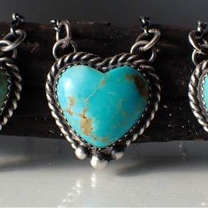 Real king man turquoise heart necklace